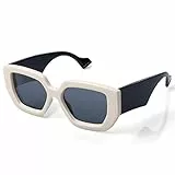 GOGELAS Occhiali da sole rettangolari alla moda per le donne Occhiali da sole retrò Protezione UV400 Occhiali da sole con montatura quadrata (bianco)
