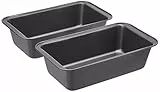 Amazon Basics - Teglia per pane in acciaio al carbonio antiaderente, confezione da 2, Grigio, Rettangolare, 27 x 15 x 7 cm
