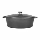 Sitram 714949 - Casseruola ovale in ghisa smaltata, 6,5 litri, esterno nero e interno bianco, tutte le fonti di calore, inclusa induzione, ideale per pasti da 6 a 8 persone