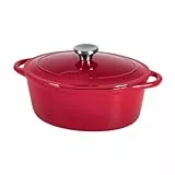 Sitram 714893 - Casseruola ovale in ghisa smaltata, 6,5 litri, esterno rosso e interno bianco, tutte le fonti di calore, inclusa induzione, ideale per pasti da 6 a 8 persone