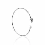 Ogquaton Premium Qualità Doppio Cuore Aperto Bracciale in Argento Sterling Placcato per Ragazza Ragazza Gioielli Regalo, 19 cm, Metallo Argento sterling