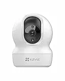 EZVIZ Telecamera Wi-Fi Interno 2K, Videocamera Sorveglianza 3MP per animali e bambini, Motorizzata a 360°, Audio a due vie, Funziona Alexa, Avvisi movimento, Visione notturna, Modello CP1