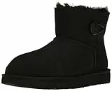 UGG Mini Bailey Button Ii, Stivali classici Donna, Nero, 39 EU