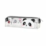 Legami - Pencil Case, Astuccio Trasparente, 19,5x5,5 cm, Panda, Hug Me, Mostra Esattamente Ciò che Contiene, in TCU Trasparente, Chiusura Zipper, Capiente