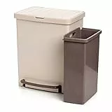 TATAY Pattumiere Differenziata 17L + 8L, Capacità totale 25L, con pedale, 8L separatore, polipropilene, senza BPA, 100% materiale riciclato, Colore Beige. Misure: 33,5 x 31 x 42cm