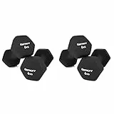 Athlyt, Set di manubri rivestiti in neoprene, 2 x 6 kg, neri & Set di manubri rivestiti in neoprene, 2 x 2 kg, arancioni