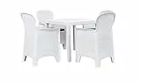 Tomaino Sedie e Tavolo da Giardino in plastica Simil Rattan (Bianco)