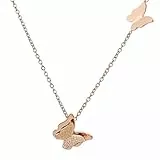 Happyyami Collana Farfalla Donna Catenina Ciondolo di Farfalla in Acciaio Inossidabile Regalo per Donne e Ragazze