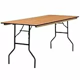 Flash Furniture 76,2 x 182,9 cm Rettangolare in Legno Tavolo Pieghevole Banchetto con Trasparente Rivestito Finitura Top