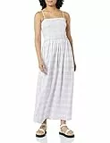 Goodthreads Vestito Molto Lungo con Canotta e Retro a Punto Smock in Georgette Donna, Lilla/Avorio, Motivo Scozzese, L