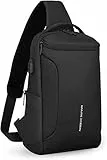 MARK RYDEN Zaino Monospalla,Borsa a tracolla grande impermeabile con zainetto casual leggero USB per ipad da 12,9 pollici per uomo, donna