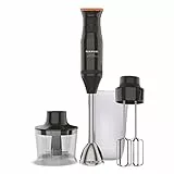 Taurus Bapi 1200 Rocket Complet - Frullatore a immersione, 1200W, 20 velocità regolabile, funzione Turbo, lame in acciaio inox, doppia frusta, bicchiere graduato 500 ml e tritatutto 350 ml