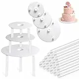 Vicloon Supporti per Torta Piani, 3 Tavole per Dolci, 20 Tasselli per Torta da 23cm, Alzata Per Torta Riutilizzabile, per Costruzione e Impilamento di Torte a più Livelli
