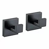 Turs 2 Pezzi Appendiabiti Da Bagno Ganci Portasciugamani Appendiabiti Da Parete Ganci Accappatoio Bagno Acciaio Inossidabile 304 Finitura Nera Opaca,per Appendere Cappotto, Asciugamani,A7001BK-P2