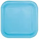 Unique- Piatti Ecologici Quadrati di Carta-18 cm-Colore Celesti-Confezione da 16, Light Blue, 30900EU