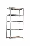 GARDEN friend Scaffale 5 ripiani metallo e MDF Misure: H 180 L 120 P 40 cm Portata: 175 Kg per ripiano, montaggio ad incastro, Grigio, S1851021
