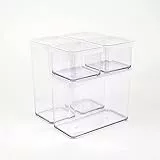 Rotho Loft - Set di 5 contenitori con coperchio, in plastica per alimenti (SAN), senza BPA, trasparente/bianco, 2 x 1,5 l + 2 x 0,5 l + 1 x 2,1 l (21,4 x 21,4 x 23,5 cm)