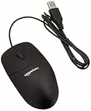 Amazon Basics - Mouse ottico nero con USB e 3 pulsanti per Windows e Mac OS X