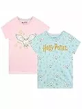 Harry Potter Maglietta Hedwig per Ragazze Confezione da 2 Top a Maniche Corte per Bambini Due Multicolore 7-8 Anni