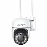 REIGY 3MP PT Telecamera IP Wi-Fi Audio Bidirezionable, Videocamera Sorveglianza da Esterno Impermeabile Super Night Vision Allarme APP Compatibile con iOS/Android