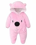 Minizone Bambino Pagliaccetto con Cappuccio Flanella Jumpsuit Tute da neve con Piedi Inverno Tutina, 0-3 Mesi