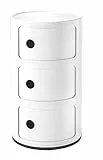 Kartell Componibili Contenitore 3 Elementi, ABS, Base Tonda, Bianco, 32 x 32 x 58.5 cm