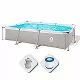 Avenli Piscina Rettangolare con Struttura, Grigio