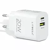 PISEN Caricabatterie USB C Adattatore di Alimentazione PD da 18W USB C Caricabatterie da Parete con Doppie Porte USB Adattatore di Ricarica, Compatibile per iPhone 13/12/13 Pro/13 Pro Max