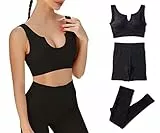 FRECINQ Tuta da Donna 3 pezzi Abbigliamento Sportivo Completo per Yoga Fitness Jogging Palestra Biking