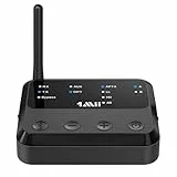 1Mii Ricevitore Trasmettitore Bluetooth HiFi per TV Home Stereo 2 Cuffie Wireless, Adattatore Audio Bluetooth 5.2 con aptX HD/Bassa Latenza, Lungo Raggio, Controllo Volume, Ingresso Ottico, Aux 3.5mm