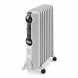De'Longhi TRRS0920 Radiatore Ad Olio Elettrico, 9 Elementi, Risparmio Energetico, Calore A Lungo, Manopole Intuitive, Per Ambienti Fino A 55m³, Silenzioso, 3 Livelli Di Potenza, 2000watt, Bianco