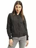 URBAN CLASSICS Giubbotto Bomber da Donna con Polsini a Coste, Giacca a Vento Leggera, Giubbottino Bomber a Maniche Lunghe con Cerniera e Tasche, Colore: Nero, Taglia: S