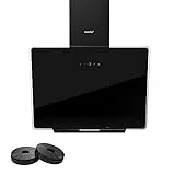 COMFEE' Cappa Aspirante 60 Cm ANGJ64B-60 Vetro Temperato Cappa Cucina Con Touch Screen, Luce A Led, Sistema Di Ricircolo E Canalizzazione E Filtri A Carbone, Nero