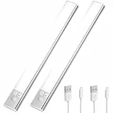 OUSFOT Luce LED con Sensore di Movimento 3 Modalità Luce LED Adesiva Ricaricabile USB 1500mAh Luce Notturna per Armadio/Scala/Cucina/Seminterrato/Bagno/Corridoio/Garage (30cm)