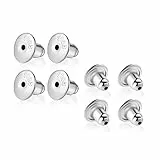 KINBOM 8 Pezzi Chiusure per Orecchini a Perno, Ferma Orecchini Argento Sterling 925 Ipoallergenici Tappi per Orecchini per Borchie Ganci per Orecchini (Oro Bianco 18K)