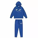 AVLUZ Set felpa da uomo, trapstar ricamate lettere con cappuccio e felpe con cappuccio, pantaloni hip hop abbigliamento casual pullover in cotone, abbigliamento sportivo unisex con cappuccio., Blu, L