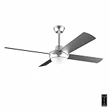 Cecotec Ventilatore da soffitto con telecomando, EnergySilence Aero 570. timer e luce LED, 60 W, 132 cm di diametro, 4 pale, 3 velocità, funzione invernale, design in acciaio