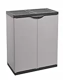 Mongardi W2015 Armadio Basso 2 Ripiani 2 Ante, PVC e PP, Grigio/Nero, Unica