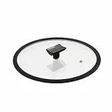 Moneta Coperchio Piatto, Bordo in Silicone e pomolo reggimestolo, 26 cm, Transparent And Black, 0004124526