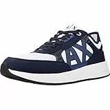 ARMANI EXCHANGE Dusseldorf Embossed Geometric Motifs, Scarpe da Ginnastica Uomo, Bianco/Blu (Op.White/Navy/Blue), 44 EU