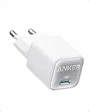 Anker Caricatore USB C GaN 30 W, 511 (Nano 3), caricatore rapido PIQ 3.0 PPS, compatibile con iPhone 14/14 Pro/14 Pro Max/13 Pro/13 Pro Max, Galaxy, Pixel 4/3, iPad (senza cavo di ricarica)