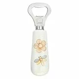 THUN - Apri Bottiglie Decorato con Fiore e Libellula - Accessori Cucina - Linea Elegance - Gres, Acciaio Inossidabile - 13 cm