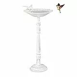 Relaxdays Abbeveratoio, Vaschetta per Uccellini da Terra, Decorazione da Giardino, Accessori per Uccelli, 40 cm, Bianco