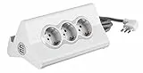 BTicino S3713DBU Ciabatta Multipresa hi-tech con 3 prese standard 10A/16A tipo P30 250 V, (1 presa USB Carica rapida 5 V 2.4 A max e 1 USB 5 V 1.5 A max), Cavo 2 m, Bianco