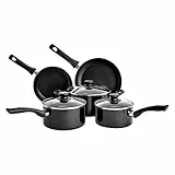 Amazon Basics 5 Pezzi Batteria da Cucina a Induzione - Antiaderente, Alluminio, con Coperchi, Nero