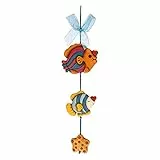 THUN - Acchiappasogni - Living, Arredare la Casa - Idea Regalo - Linea We Are Ocean Lovers - Ceramica, Nastro d'Organza, Corda Azzurra Cerata - H Totale 34 cm
