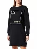 ARMANI EXCHANGE Logo Frontale, Scollo Rotondo, Vestito, Donna, Nero, L
