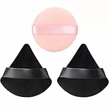 Puff Cipria, Spugnetta Cipria Powder Puff Cipria Triangolo Piumino Cipria, Riutilizzabile Bagnato Asciutto Doppio Uso Spugna Piumini Cipria Viso Puff Make Up Spugnetta Fondotinta (3, Black&Pink)