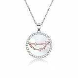 MEGA CREATIVE JEWELRY Collana da Donna Oro Rosa 12 Costellazione Zodiaco Ciondolo Gioielli in Argento 925 con Cristalli Regali per Mamma Lei Ragazza Amica