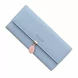 Portafoglio Donna Pelle PU Lunga Portafoglio Grande Portafogli Donna con Portamonete Pendente di Carta Portafoglio Grande Donna con Cerniera Tanti Scomparti (azzurro)